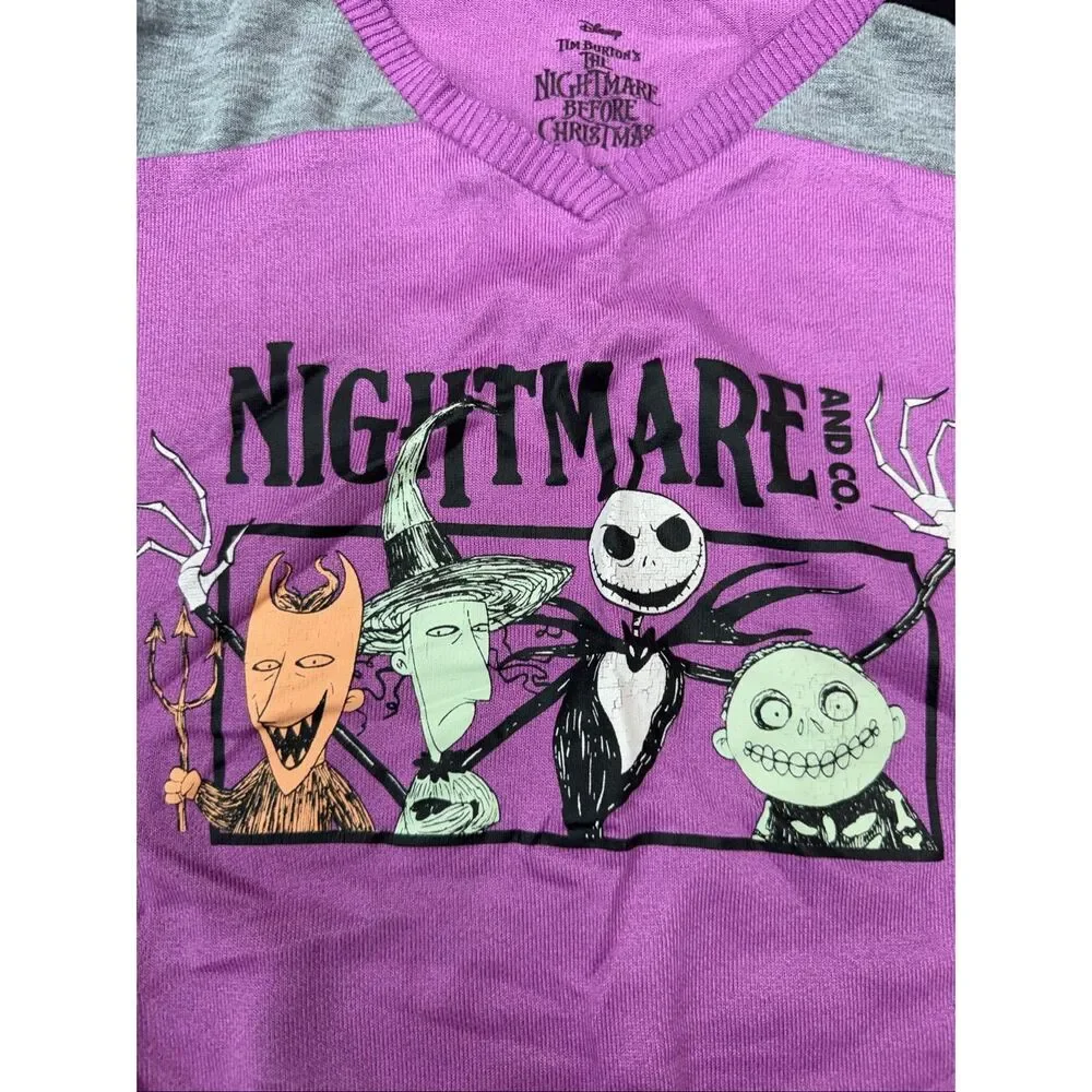 The Nightmare Before Christmas Short Sleeve Purple Sleep Shirt Size Medium - Picture 2 of 7